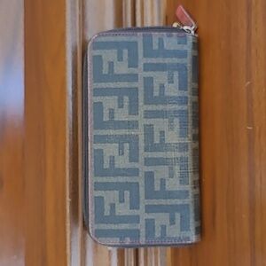 Fendi Zucca Long Leather Wallet With Card